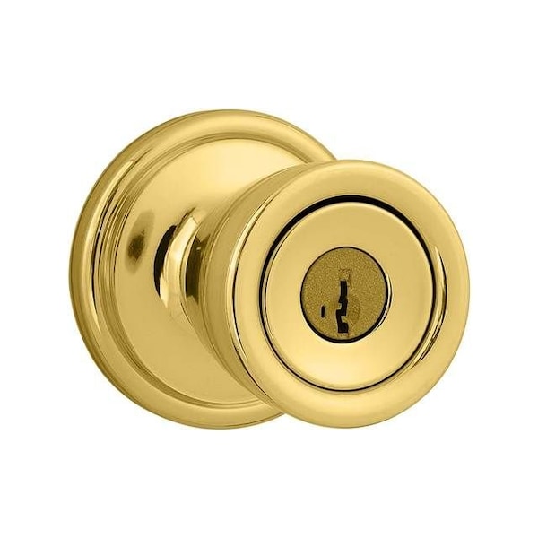 Abbey Knob Entry Door Lock SmartKey with New Chassis with 6AL Latch and RCS Strike Bright Brass Fini